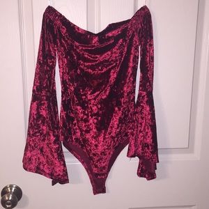 Velour off the shoulder bodysuit
